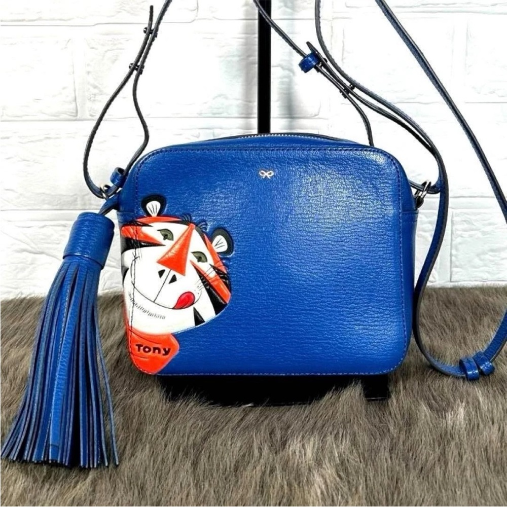 Anya Hindmarch Blue Shoulder Bag with Tassel and Charm - Picture 2 of 11